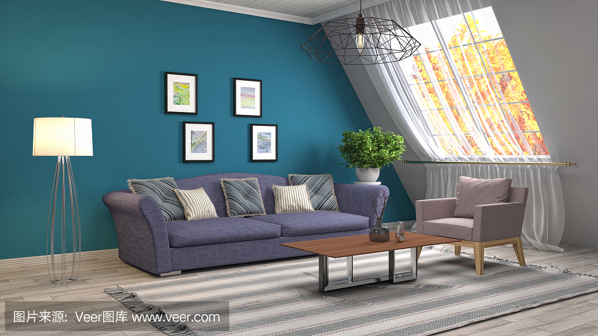 室內客廳。三維演示