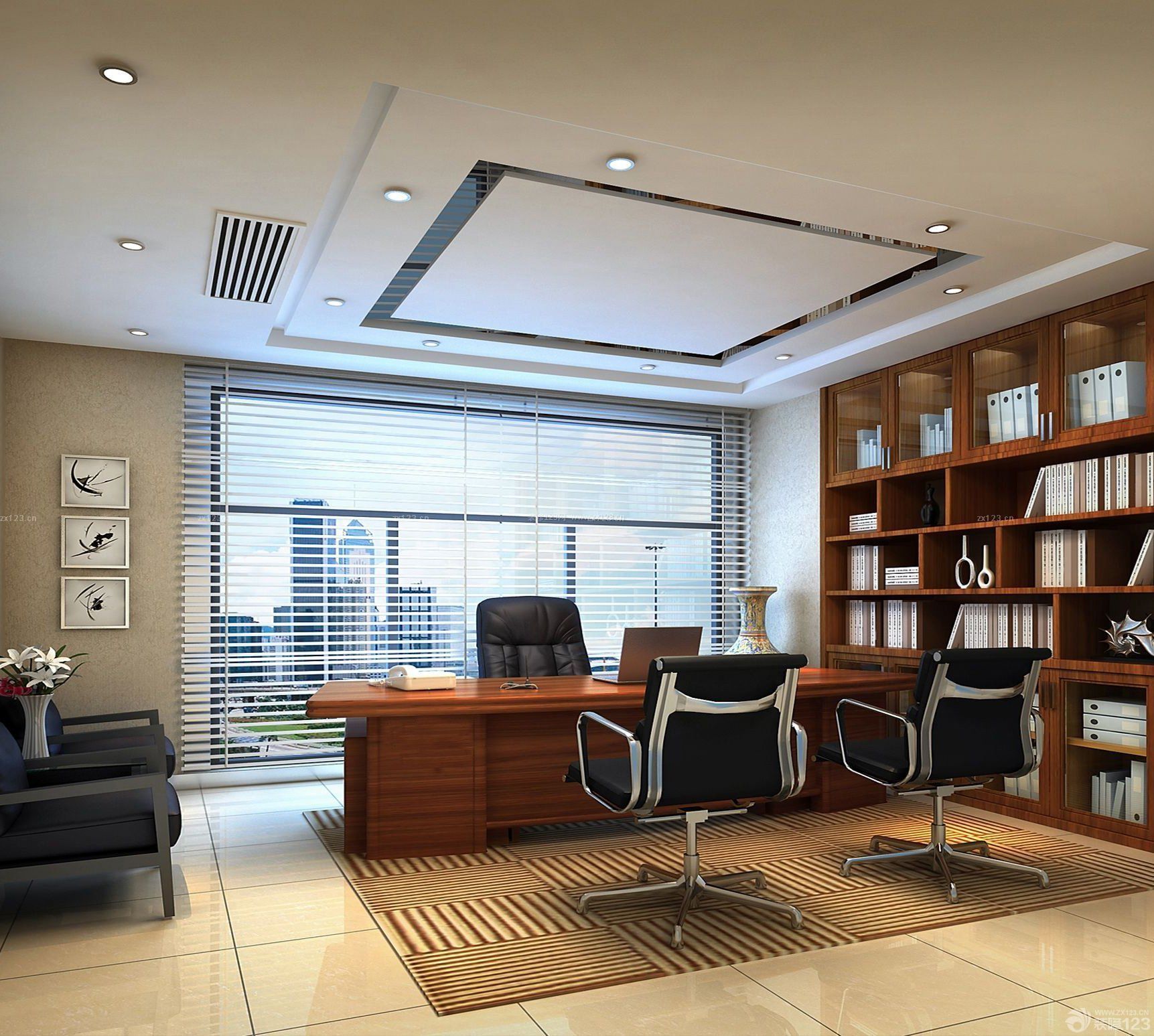 董事長辦公室百葉窗簾裝修效果圖片_裝信通網效果圖