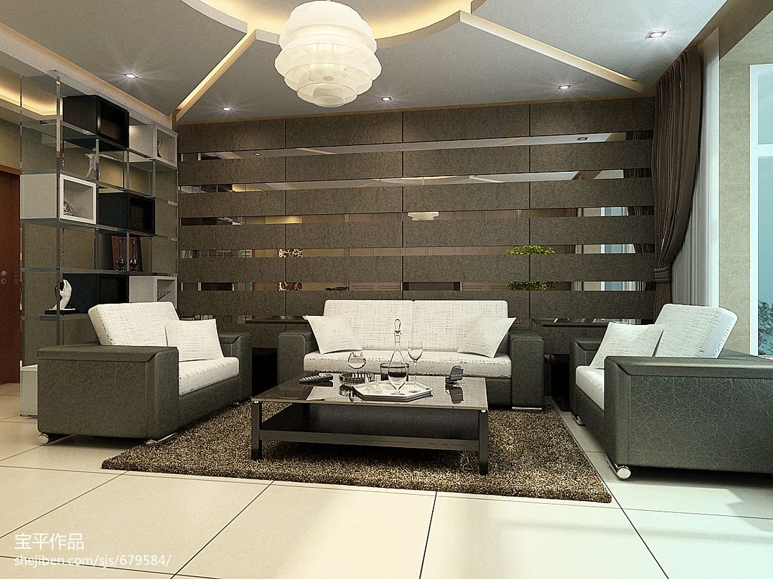 辛集九方麗都現代客廳電視墻隔斷裝修效果圖 &ndash; 設計本裝修效果圖